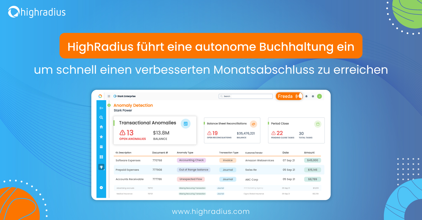 HighRadius transformiert Monatsabschluss mit Autonomous Accounting